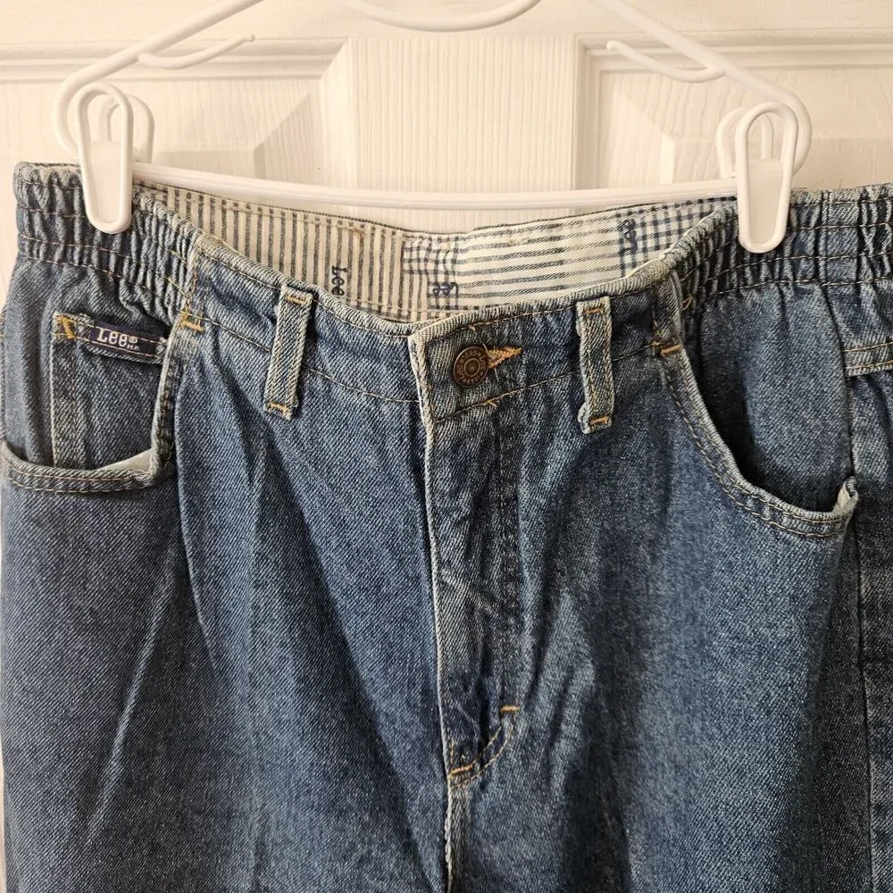 Vintage Lee Jeans Womens Size 12 Blue Tapered Leg High Rise Mom Pleated Denim